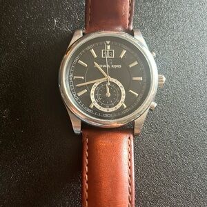 Michael Kors Silver and Brown Men's Watch
